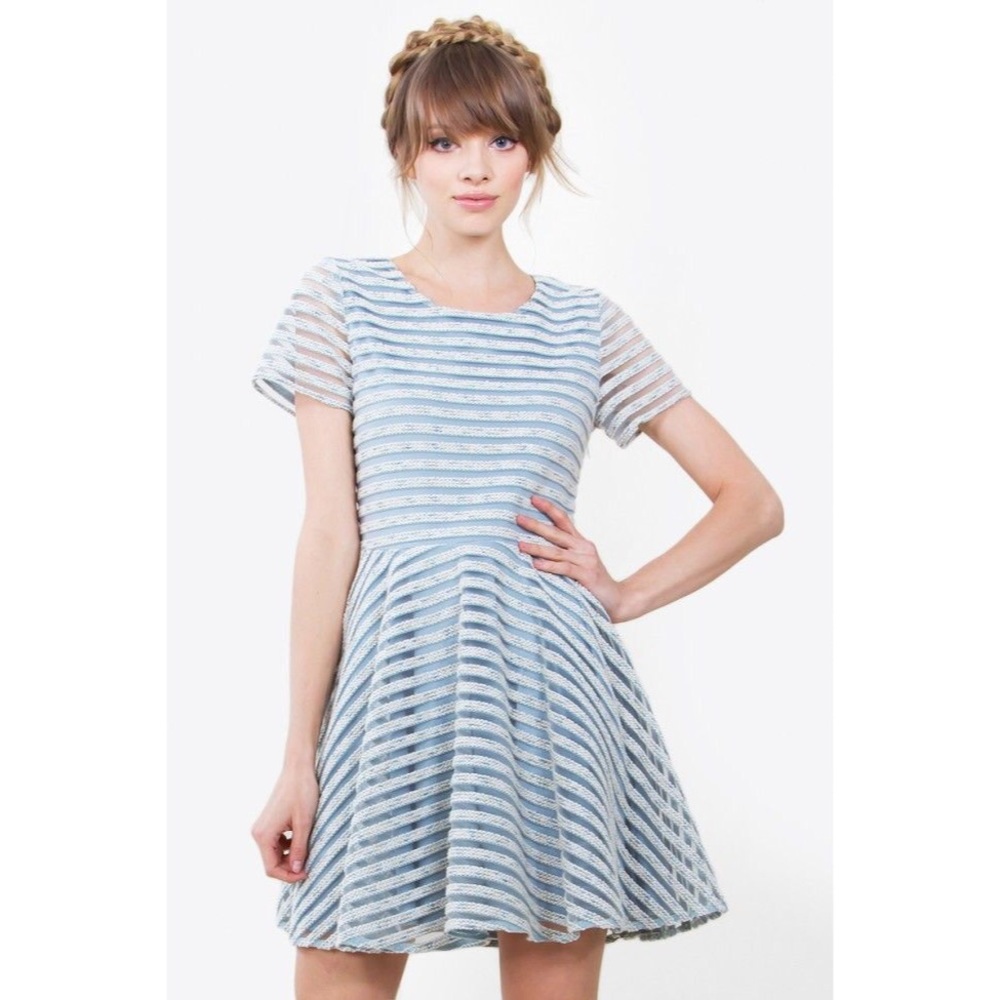 Sugar + Lips  Blue Tweed Dress